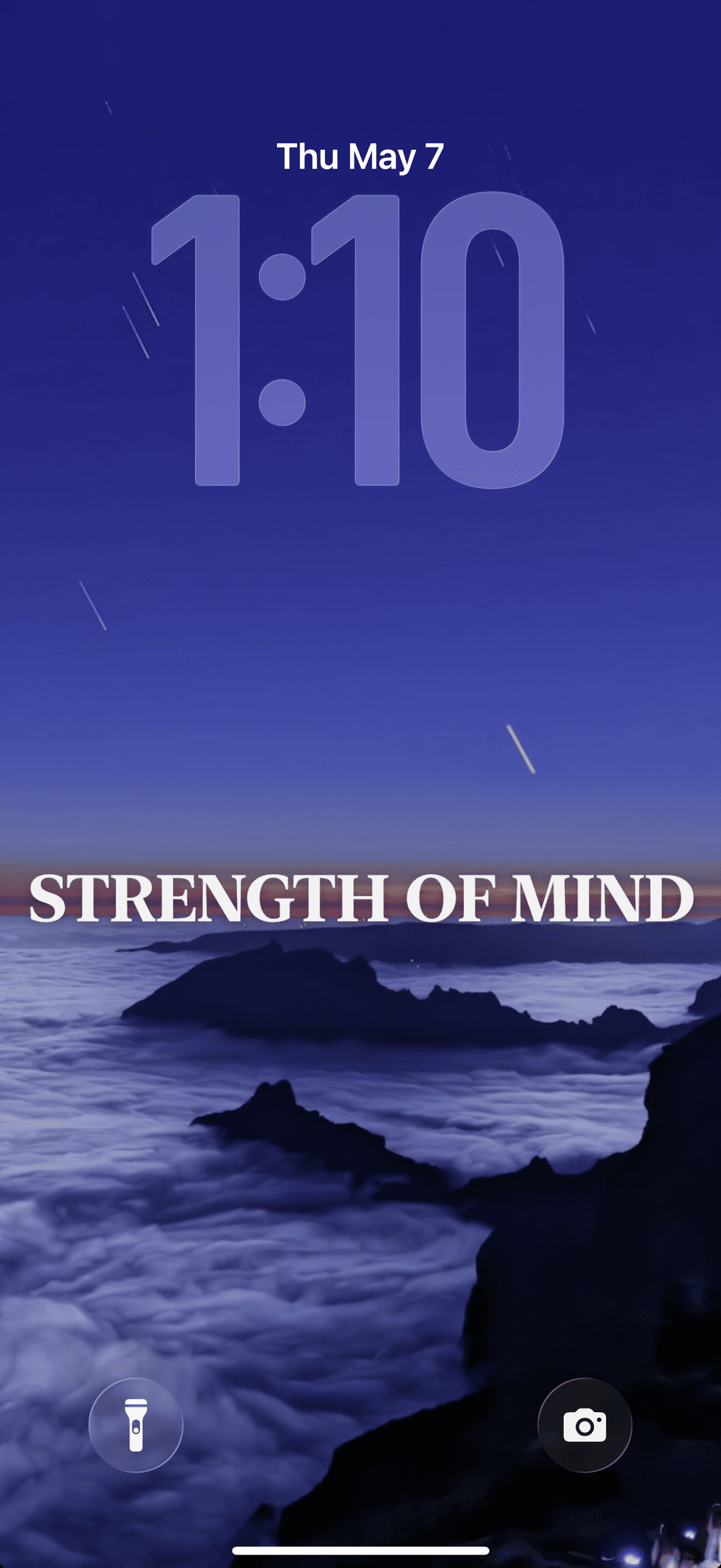 Lock-screen wallpaper: Strength of Mind over a sea of clouds
